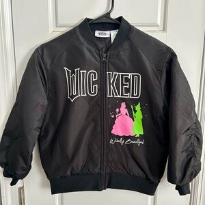 WICKED Girls Bomber Zip-Up Jacket with Glinda & Elphaba Graphic Print